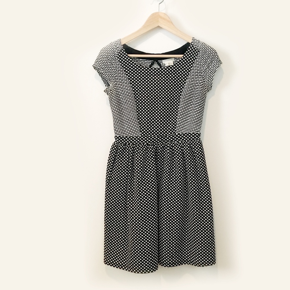 Cooperative Black & White Dot Fit n Flare Dress